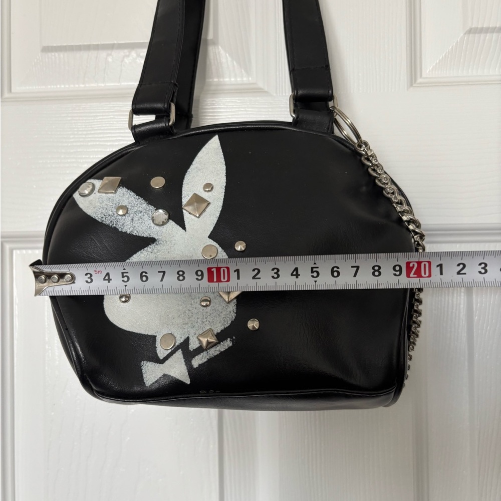 Playboy Black Designer Tote Bag with Chain Detail - Picture 6 of 8